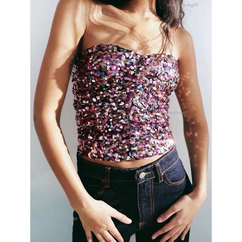 NWT Zara Blogger’s Favorite Festive Days Sweetheart Neckline Sequin Top, XS